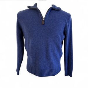 J.CREW Blue Lambs Wool 1/4 Zip Mock Neck Pullover Sweater | Women’s Medium